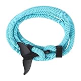 SHOWERORO Pulsera Ancla Marina y Aleta de Ballena, Pulsera de Línea Milanesa en Acero Inoxidable, Accesorio de Uso Diario Cuerda Azul Claro y Detalle Negro, Brazalete Resistente para Mujer