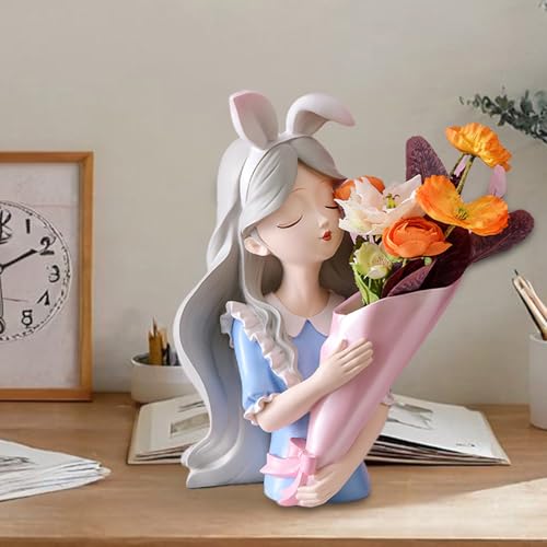 Vase à fleurs pour fille en résine sculpture moderne table - 8