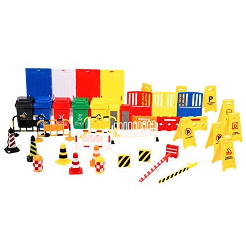 KOMBIUDA Educational Traffic Signs for Boys and Girls 40pcs Mini Traffic Cones Boys and Girls Road Sign Toys Simulation Model Miniature Landscape Toys