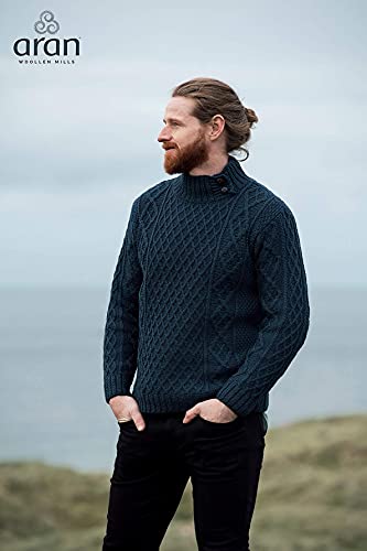 Men's Irish Knit Sweater with Button Collar2