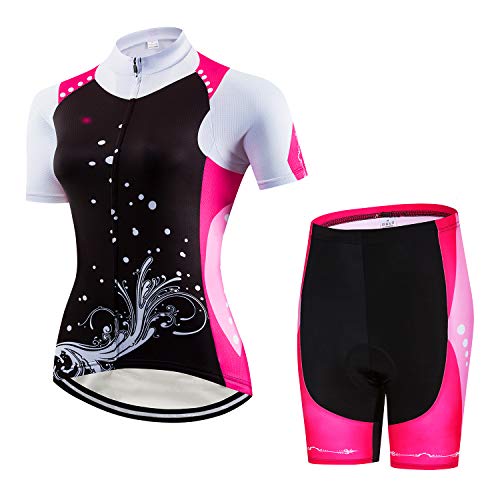 Conjunto de camisa de ciclismo feminino para ciclismo shorts - confortável, respirável e de secagem