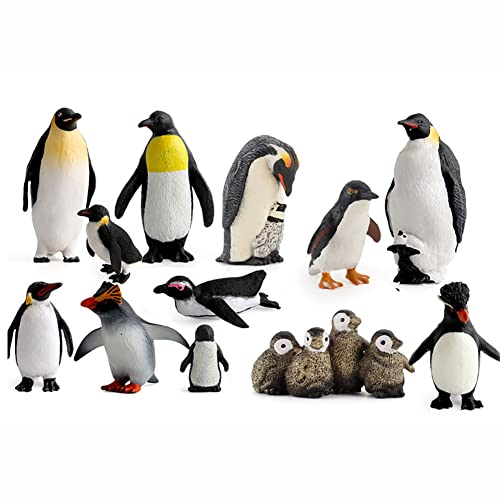 Figuras de animales de pingüino, 12 unidades, juguetes de animales marinos, figuras de animales realistas, modelo de pingüino de plástico para juguetes educativos tempranos, cumpleaños, decoración de