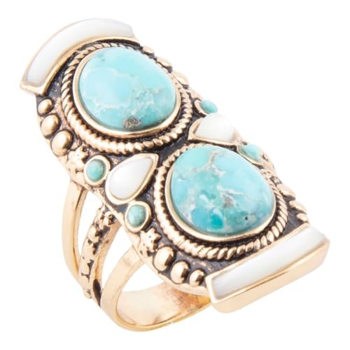Barse Jewelry Double Up Turquoise and Mother of Pearl Ring