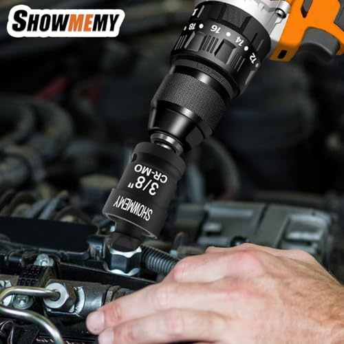 Image of Swivel Socket Set, 3 Pcs Impact Swivel Socket Set with 3 Pcs Impact Socket Adapter, Wobble Socket, Impact Grade Universal Joint, Cr-Mo Steel, 1 /4-Inch, 3 /8-Inch, 1 /2-Inch Drive /Adapter