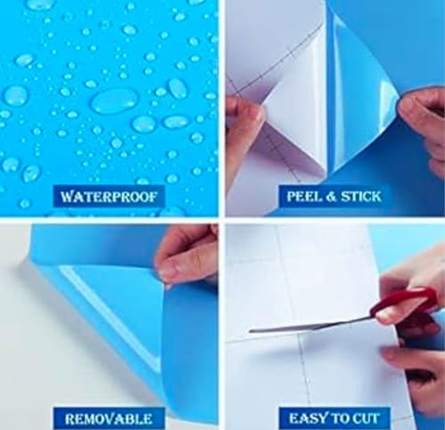 Image of ONETON Glossy Sky Blue Contact Paper Decorative Self Adhesive Counter Top Peel and Stick Wallpaper for Kitchen Cabinets Shelf Drawer Liner Desk Dresser (Sky BLU Glossy WP, 24x120 inch)
