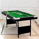 7FT Foldable Pool Table for Adults, Full Size Portable Billiards Table with Accessories, Includes Balls, 2 Cues, Chalk, Brush, Indoor Outdoor Use, Blue Felt Top