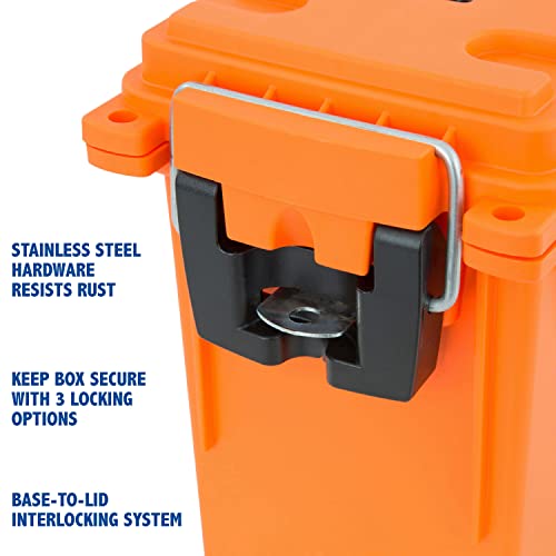 Sheffield 12680 Orange Marine Storage Box, Ammunition Storage Boxes, Water Resistant Box, 3 Locking Options