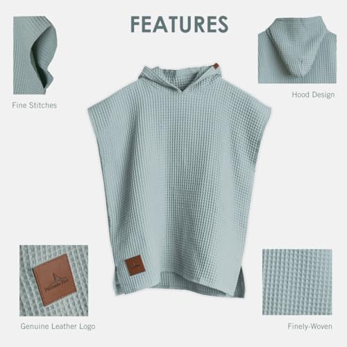 Image of Premium Wearable Hooded Towel Poncho for Kids | 100% Cotton Waffle Weave | Pool | Lake | Boat | Toddler | One Size | Salmon Color