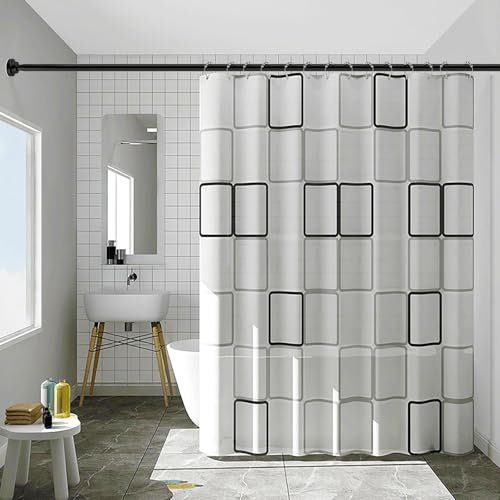 Image of Umimile Shower Curtain Rod, 1 Inch Diameter Adjustable Spring Tension Curtain Rod, 304 Stainless Steel Shower Rod for Bathroom, Windows, Never Rust Non-Slip (Black, 36-61 inch)