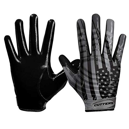 Gants de football américain Cutters S252 USA Noir Enfant - Équipement officiel de match pour junior