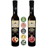 Ellora Farms, Combo Pack Fresh Peach and Pomegranate Infused Thick Aged Balsamic Vinegar, All-Natura