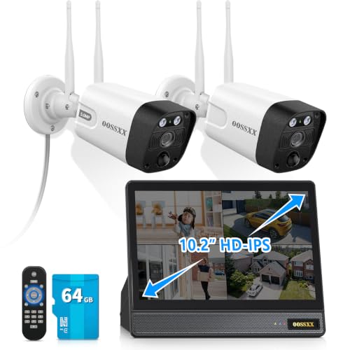 (2026 Update) Wireless WiFi Outdoor Security Camera System with Monitor, Built-in Screen NVR, Dual...