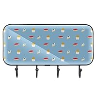 Cupcakes Dessert Doughnut Pattern Light Blue Adhesive Hooks Towel Hooks, Wall Hooks Stick on Bathroom/Kitchen/Bedroom