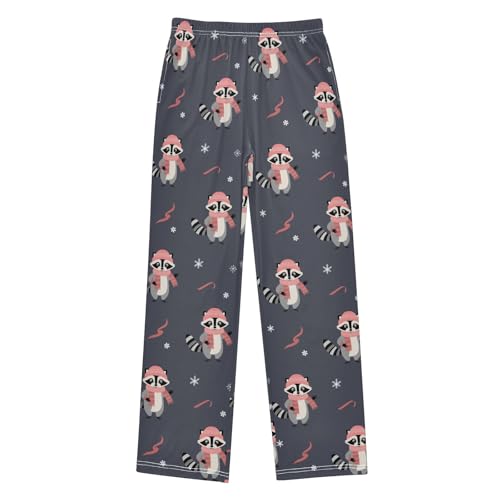 Boys' Pants Christmas Raccoon Animal Hat Long Bottoms Jogger Pants Elastic Waist Trousers with Pockets S-XL