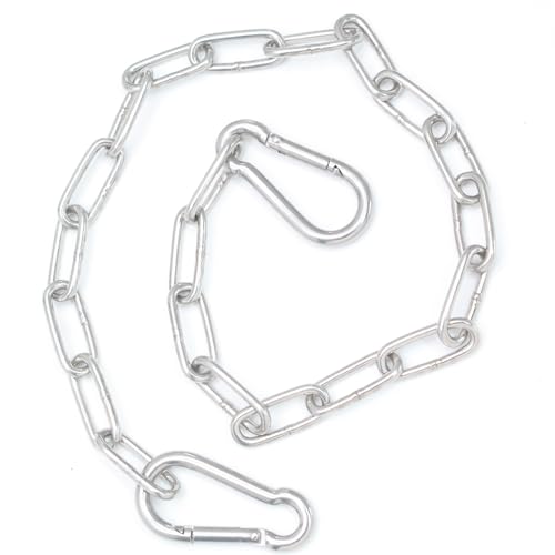 Biaungdo 20 Inch Gate Chain Lock, Chain Link Lock Fence Gate Latch with Carabiner, Stainless Steel Chain Link Gate Lock for Outdoor Fence, Livestock Gate, Yard