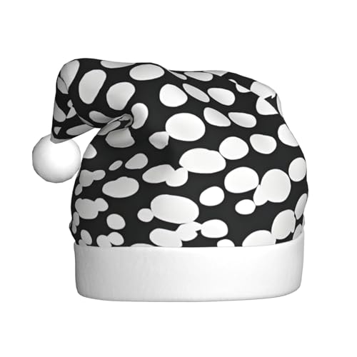 DUWAA Sombrero de Papá Noel con estampado de lunares blancos y negros para adultos, divertido sombrero de fiesta de Navidad, para fiesta festiva de Año Nuevo