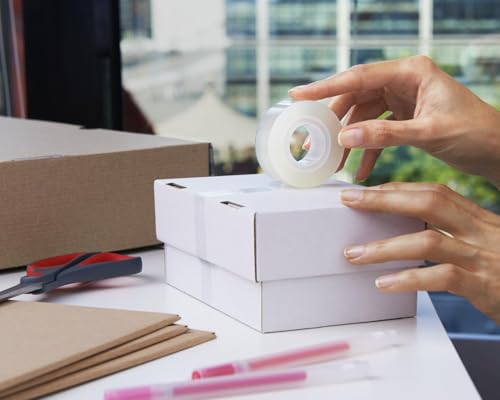 Scotch Crystal Klebeband, 2 Rollen auf Abrollern + 3.2 m GRATIS - Allzweck-klebeband für die Reparatur, Verschließen von Dokumenten