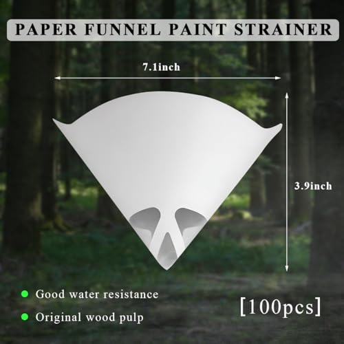 DXNQ 100 PCS 100 Micron Cone Paint Strainers, Paper Paint Screen Funnels with Fine Nylon Mesh, Universal Cone Paint Filters for Screening Paint Gasoline Fuel, Car Accessories