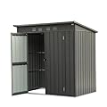 Gareinwuds 6x4ft Outdoor Storage Shed, Galvanized Steel Garden Shed with Sloping Roof, Lockable Double Doors and 16 Air Vents, Utility Tool Storage for Backyard Patio (No Floor)