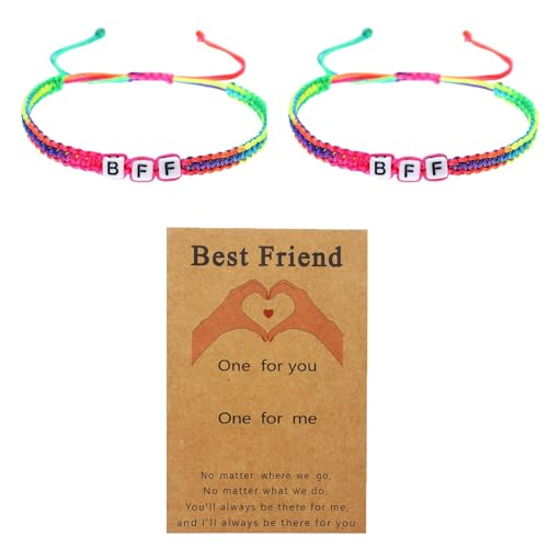 2pcs Friendship Bracelet,Long Distance Matching bracelet,Hand Braided Colorful Best Friend Matching Bracelet,Sister Friendship Rope,for Girls Friends Graduation Birthday School Starts Gift.