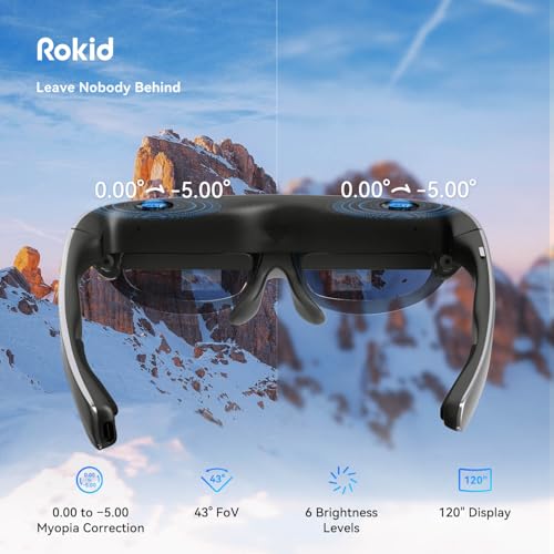 Rokid Air AR Glasses, Lightweight Smart Glasses, 120" Full HD Virtual Screen, Compatible with Steam Deck/Gaming Consoles/Android, Nearsightedness Adjustment, Portable Monitor - Image 4