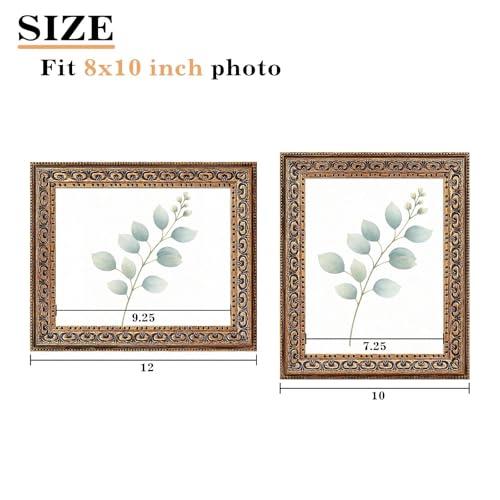 Image of VIOLABBEY 8x10 Picture Frame Antique Black and Gold, Vintage Photo Frame | Antique Ornate Picture Frame, Wall or Tabletop Display, Classic Design for Home Office Decor, Fits 8x10 Pictures