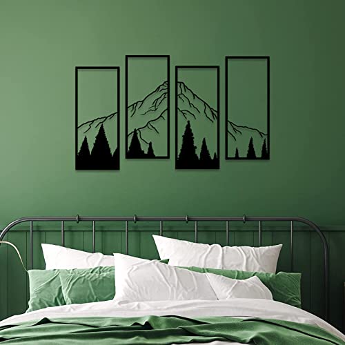 Ruelen 4 Pcs Metal Mountain And Forest Wall Decor Line Drawing Wall Art Abstract Minimalist Wall Art Rustic Nature Wall Decor For Home Office Kitchen Bathroom Living Room thumb #3