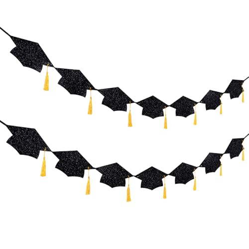 AONSOULE Graduation Banner Class of 2025 Pre-Strung – Congrats Grad Party Banner, Congratulations Graduation Banners 2025 Grad Party Decors for Fireplace Door Frame Double-Sided 9.6FT