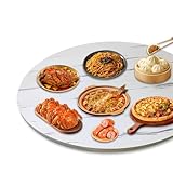 HOUKOIKBUG Plato para Servir Giratorio De Cocina 50 60 70 80 90 100 cm Lazy Susan Placa Giratoria para Mesa De Comedor Placa Giratoria De Madera(Marble White,50cm/20in)