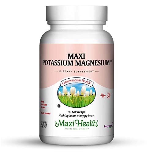 Maxi Health Potassium Magnesium - Energy Support - Heart & Muscle Formula - 90 Capsules - Kosher (Pot)