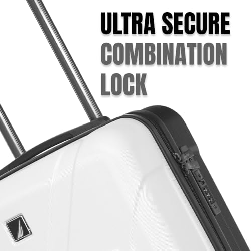 Image of Nautica 20 inch ABS Hard-Sided Unisex Cabin Luggage Trolley | 8-Wheel Spinner, Telescopic Handle | Durable, Secure Combination Lock | Modern Design Travel Suitcase for Men & Women | White & Black