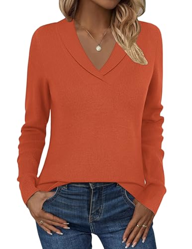 Image of Zeagoo Womens Sweaters Fall Fashion 2025 Long Sleeve Tops V Neck Business Casual Collared Knit Tunic Pullover Outfits