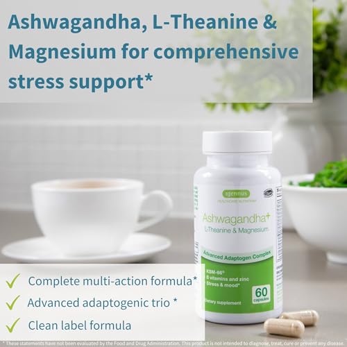 Igennus KSM-66 Ashwagandha & L-Theanine Stress Support, 60 Vegan Capsules