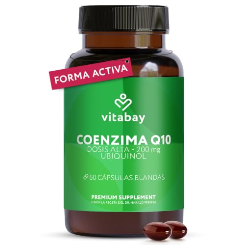 Antioxidantes | Vitabay Coenzima Q10 Ubiquinol 200 Mg 60 Cápsulas Alta Dosificación Q10 Natural En Forma Activa Ubiquinol Obtenido Por Fermentación Vegetal Sin Aditivos Y Probado En Laboratorio En Alemania