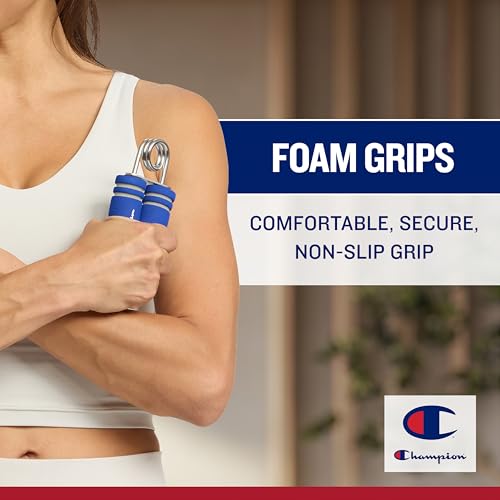 Image of Champion 2-Pack Hand Grip Strengthener, Medium Resistance Grip Strength Trainer with Soft Foam Handles, Forearm and Wrist Trainer for Home Gym Workouts, Stress Relief and Daily Conditioning