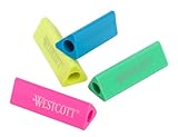 Westcott Triangular Pencil Grip Eraser, 4 Pack