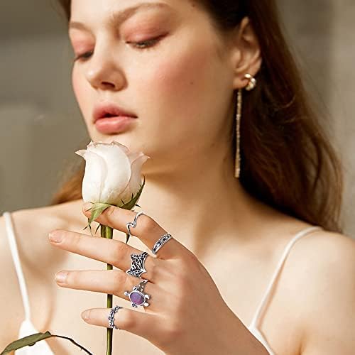 FIBO STEEL 122 Pcs Vintage Silver Knuckle Rings Set for Women Bohemian Stackable