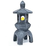 MIBUNG Large Zen Solar Pagoda Lantern Garden Statue Sculpture, Indoor/Outdoor Zen Asian Decor with S