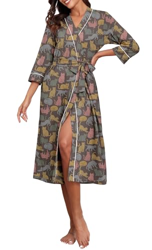Image of PrinStory Womens Robe Long Knit Bathrobe Lightweight Soft Robes Ladies Bath Robe