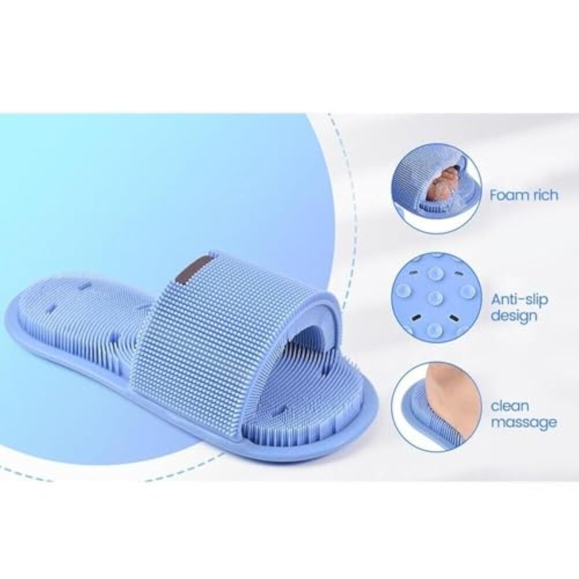 1 Pc Shower Foot Scrubber with Soft Silicone Bristles