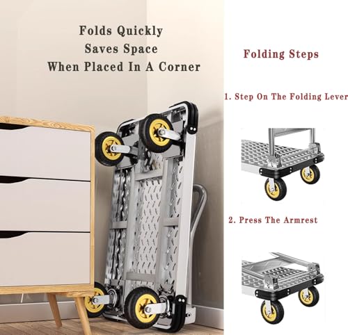 Carretilla de plataforma plegable con ruedas miniatura 3