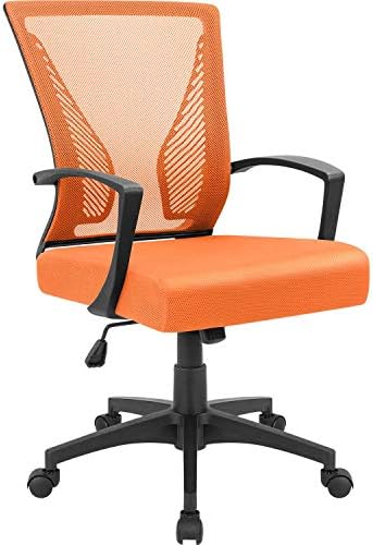 Furmax Office Chair Mid Back Swivel Lumbar Support Desk Chair, Computer Ergonomic Mesh Chair with Armrest (Orange)