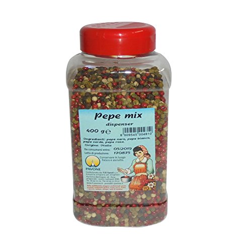 Gr 400 pepe mix in dispenser miscela di pepe nero