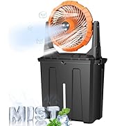 Ausic 9L Bucket Portable Misting Fan for Outdoors Patios, 20000mAh Rechargeable Battery Operated ...