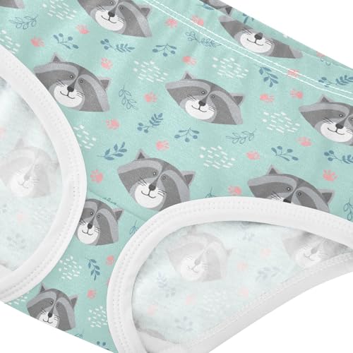 Wusikd Cute Raccoon Girls' Underwear Cotton Paws Girls Briefs Soft Toddler Underwear 4T4
