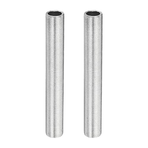 YOKIVE 2 Paquete Lámpara Tubo Boquilla, 10cm Longitud M14 Completo Roscado 1mm Paso Galvanizado Hueco Tubo Lámpara Reparación Piezas, Genial para Luz Accesorios