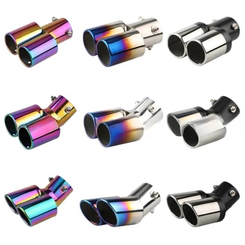 Embout d'echappement de voiture double tube en acier poli miroir - 2
