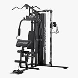 JK FITNESS [Multifunktionsstation mit doppeltem Pulley seitlich Gewichtspaket 80 kg] MultiGym Kabelmaschine Home Gym Kabel Stahl 5 mm, Seilrollen 9 cm, Sitzverstellung 3 Rückenlehne 5, JK6140