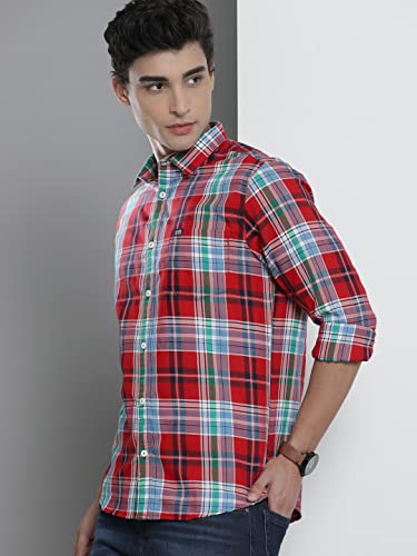 Image of The Indian Garage Co Men Slim Fit Checkered Full Sleeves Spread Collar Casual Shirt