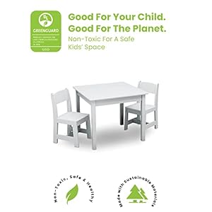 Delta Children MySize Kids Wood Table and Chair Set (2 Chairs Included) - Ideal for Arts & Crafts, Snack Time, & More - Greenguard Gold Certified, Bianca White, 3 Piece Set Delta Children MySize Kids Wood Table and Chair Set 2 Chairs Included Ideal for Arts Crafts Snack Time More Greenguard Gold Certified Bianca White 3 Piece Set